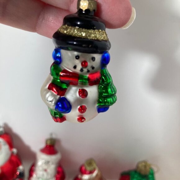 6 Vintage Blown Glass‎ Christmas Ornaments Santa Snowman House Bear Horse 2 - 4" - Picture 5 of 7